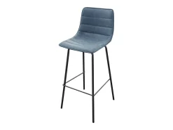 Lote de 2 taburetes de bar con respaldo de efecto cuero azul denim colección NETS - Estilo industrial