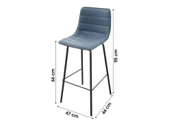 Lote de 2 taburetes de bar con respaldo de efecto cuero azul denim colección NETS - Estilo industrial
