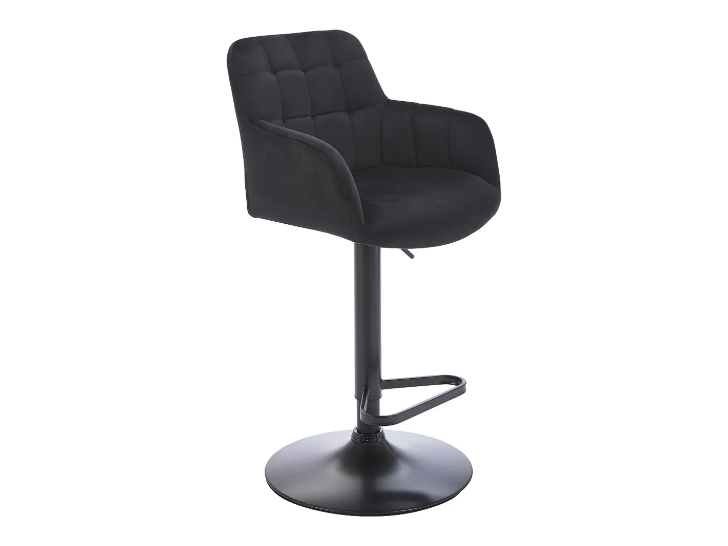 Lote de 2 taburetes de bar de terciopelo y metal - Altura ajustable - Negro - PEGA