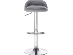Lote de 2 taburetes de bar para cocina, asiento de cuero sintético, respaldo bajo, giratorio, altura ajustable, base de cromo SATI (gris)