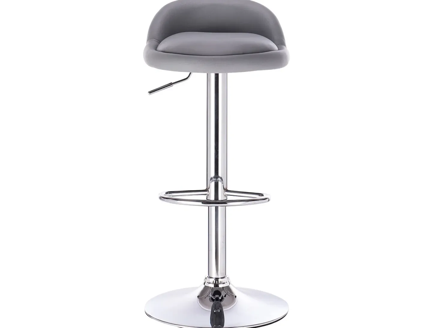 Lote de 2 taburetes de bar para cocina, asiento de cuero sintético, respaldo bajo, giratorio, altura ajustable, base de cromo SATI (gris)