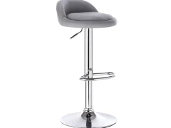 Lote de 2 taburetes de bar para cocina, asiento de cuero sintético, respaldo bajo, giratorio, altura ajustable, base de cromo SATI (gris)
