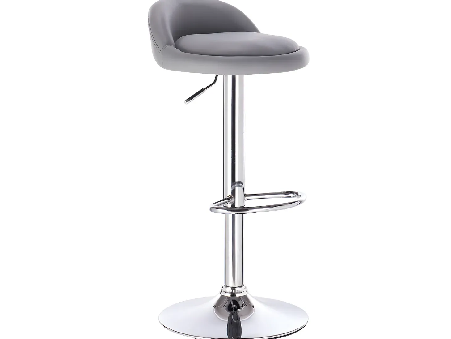 Lote de 2 taburetes de bar para cocina, asiento de cuero sintético, respaldo bajo, giratorio, altura ajustable, base de cromo SATI (gris)