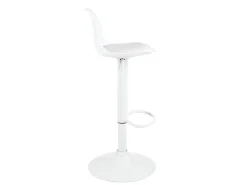 Lote de 2 taburetes de bar blancos, asiento con respaldo pequeño y cojín de cuero sintético, giratorio, altura regulable SIG (blanco integral)