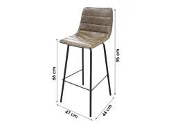 Lote de 2 taburetes de bar con respaldo efecto cuero tilo colección NETS - Estilo industrial