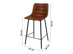 Lote de 2 taburetes de bar con respaldo efecto cuero canela colección NETS - Estilo industrial