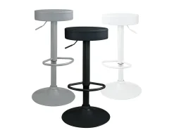 Lote de 2 taburetes de bar redondos blancos, asiento de cuero sintético acolchado, giratorio, altura ajustable YO (blanco total)