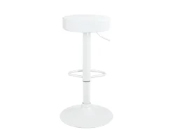 Lote de 2 taburetes de bar redondos blancos, asiento de cuero sintético acolchado, giratorio, altura ajustable YO (blanco total)