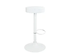 Lote de 2 taburetes de bar redondos blancos, asiento de cuero sintético acolchado, giratorio, altura ajustable YO (blanco total)