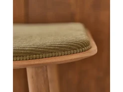Lote de 2 taburetes de teca maciza y asiento de pana 65 cm