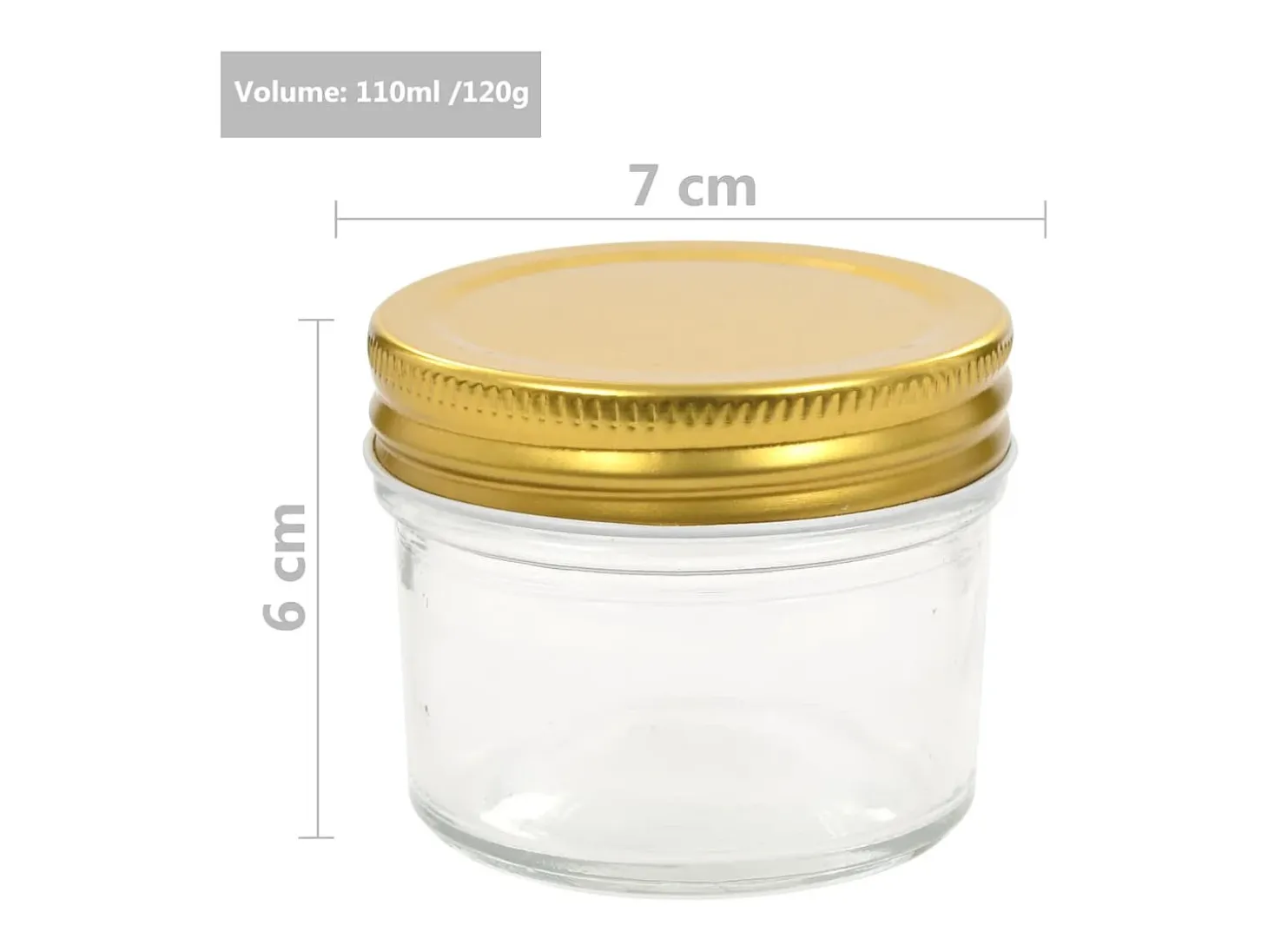 Louis-Francis-René Tarros de mermelada de vidrio tapa dorada 48 uds 110 ml