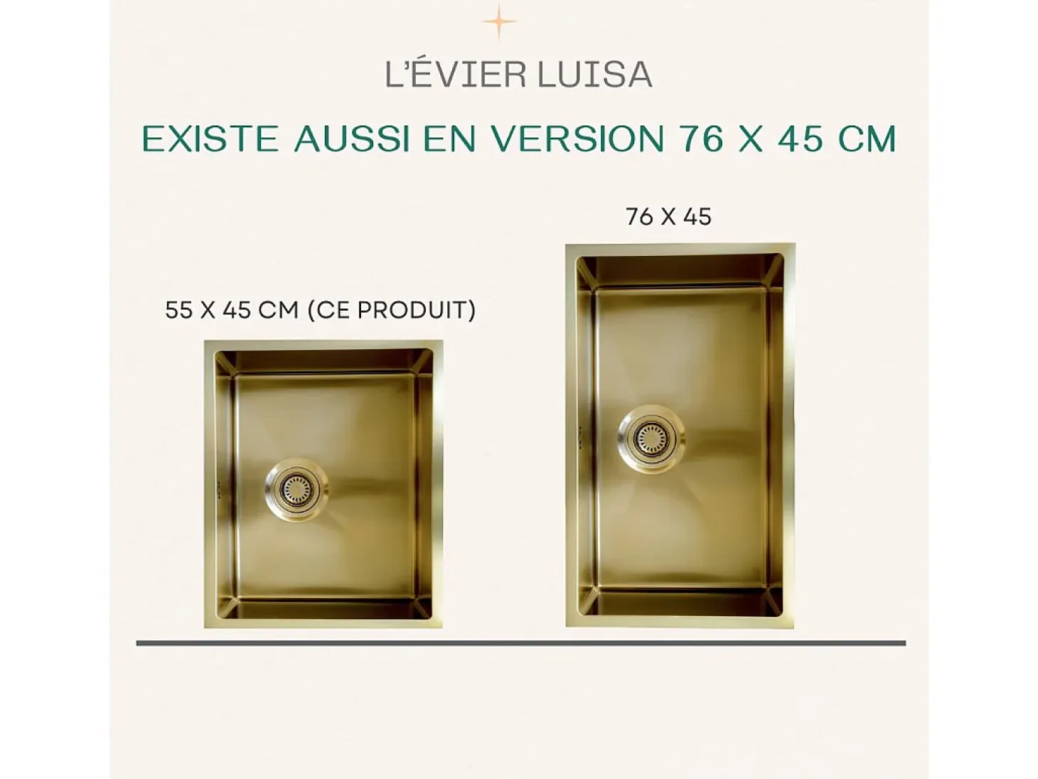 Luisa fregadero 1 cubeta grande 76x45 en acero inoxidable oro cepillado Essebagno