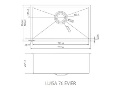 Luisa fregadero 1 cubeta grande 76x45 en acero inoxidable oro cepillado Essebagno