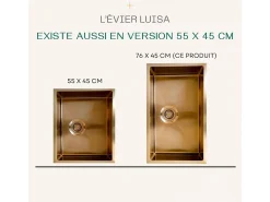 Luisa fregadero 1 cubeta 55x45 en acero inoxidable cobre cepillado Essebagno