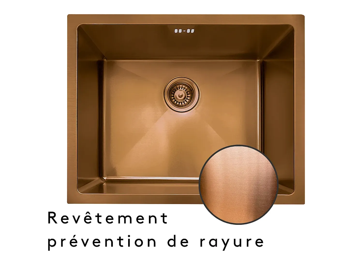 Luisa fregadero 1 cubeta 55x45 en acero inoxidable cobre cepillado Essebagno