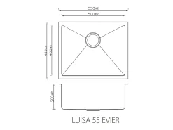 Luisa fregadero 1 cubeta 55x45 en acero inoxidable cobre cepillado Essebagno