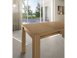 Madera - Mesa extensible (140/190 x 80 cm) en chapa de roble marrón