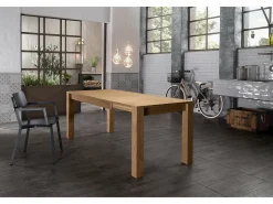 Madera - Mesa extensible (140/190 x 80 cm) en chapa de roble marrón