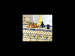 Mantel provenzal rectangular o redondo de poliéster antimanchas Azul limón 150 x 240 cm