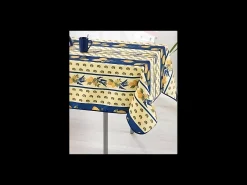 Mantel provenzal rectangular o redondo de poliéster antimanchas Azul limón 150 x 240 cm