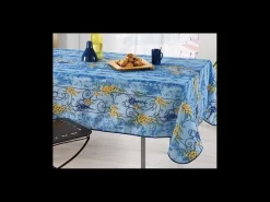 Mantel provenzal rectangular antimanchas poliéster azul glicina 150 x 240 cm