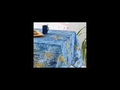 Mantel provenzal rectangular antimanchas poliéster azul glicina 150 x 240 cm