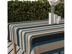 Mantel rectangular estampado antimanchas 140x200 cm BAYADERES azul, por Soleil d'Ocre