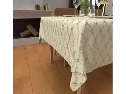 Mantel rectangular festivo antimanchas en puro algodón 160x250 cm plata CELESTE, por Soleil d'Ocre
