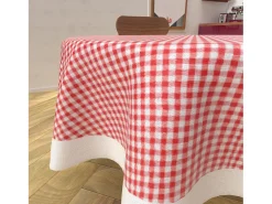 Mantel redondo antimanchas de algodón diámetro 160 cm rojo VICHY, por Soleil d'Ocre