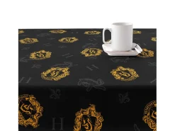 Mantel resinado antimanchas Hufflepuff Shield Black - 300X140 cm