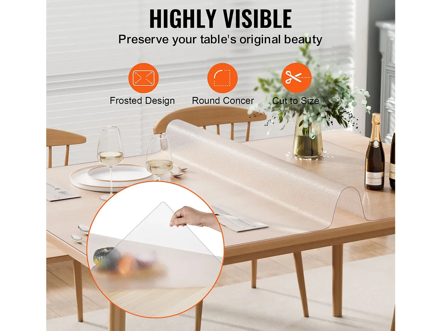 Mantel SucceBuy Protección de Mesa en PVC, 91 X 152 CM, Tapete de Escritorio en Plástico Helado, 0.15CM de Grosor