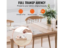 Mantel SucceBuy Protección de Mesa en PVC, 91 X 122 CM, Tapete de Escritorio en Plástico Transparente, 0.15CM de Grosor