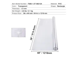 Mantel SucceBuy Protección de Mesa en PVC, 91 X 122 CM, Tapete de Escritorio en Plástico Transparente, 0.15CM de Grosor