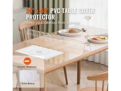 Mantel SucceBuy Protección de Mesa en PVC, 61 X 122 CM, Manguito en Plástico Transparente, 0.2CM de Grosor