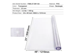 Mantel SucceBuy Protección de Mesa en PVC, 61 X 122 CM, Manguito en Plástico Transparente, 0.2CM de Grosor