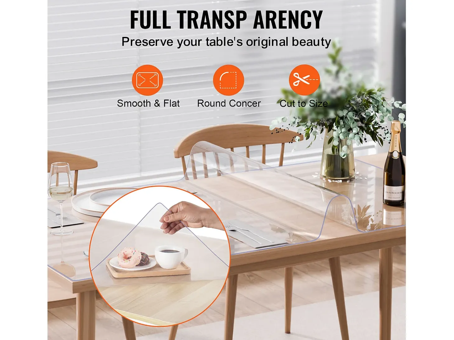 Mantel Transparente SucceBuy Protector de Mesa de PVC de 101.6 x 203.2 cm, Cubierta de Escritorio Transparente, 2.0 mm de Grosor
