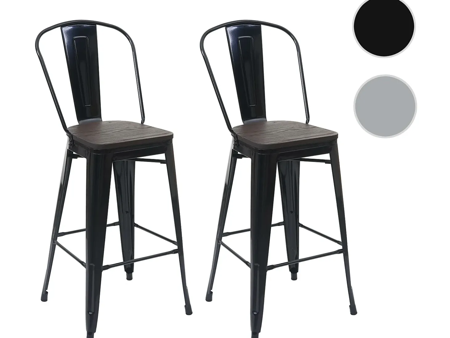 MCW-A73 Taburete de bar de metal (set de 2), negro