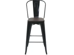MCW-A73 Taburete de bar de metal (set de 2), negro