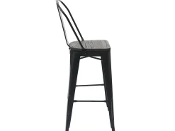 MCW-A73 Taburete de bar de metal (set de 2), negro