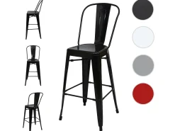 MCW-A73 Taburete de bar de metal (set de 4), negro