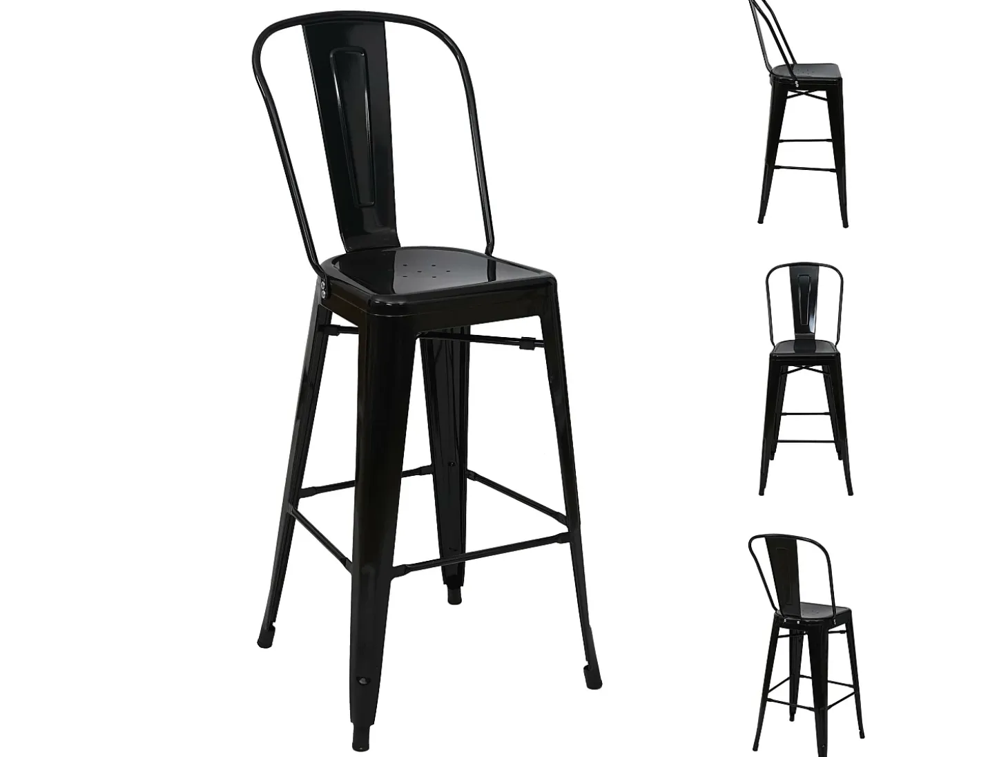 MCW-A73 Taburete de bar de metal (set de 4), negro