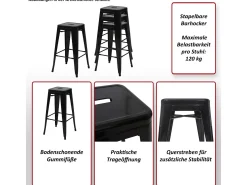 MCW-A73 Taburete de bar de metal (set de 4), negro