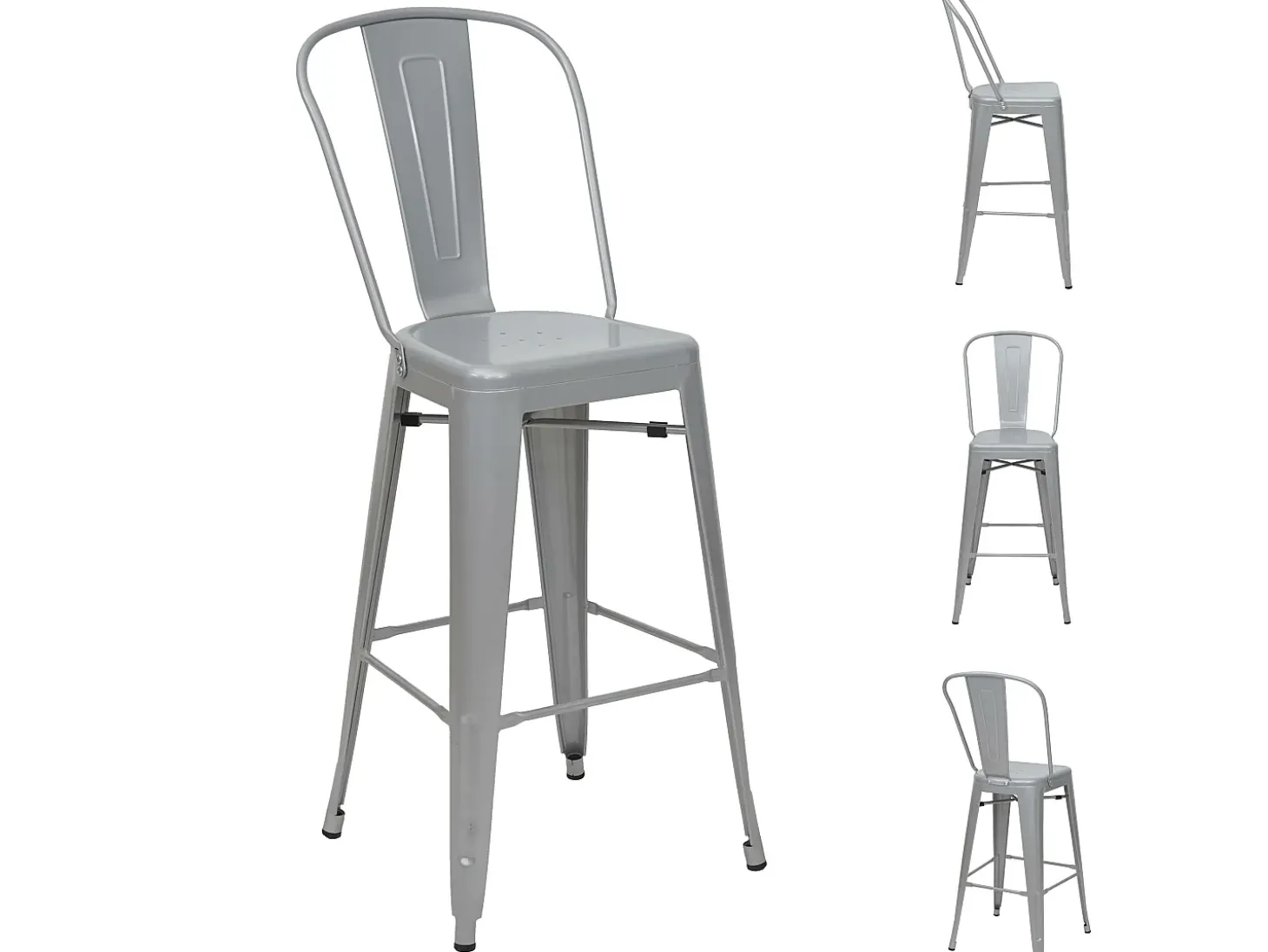 MCW-A73 Taburete de bar de metal (set de 4), gris