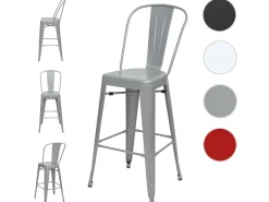 MCW-A73 Taburete de bar de metal (set de 4), gris