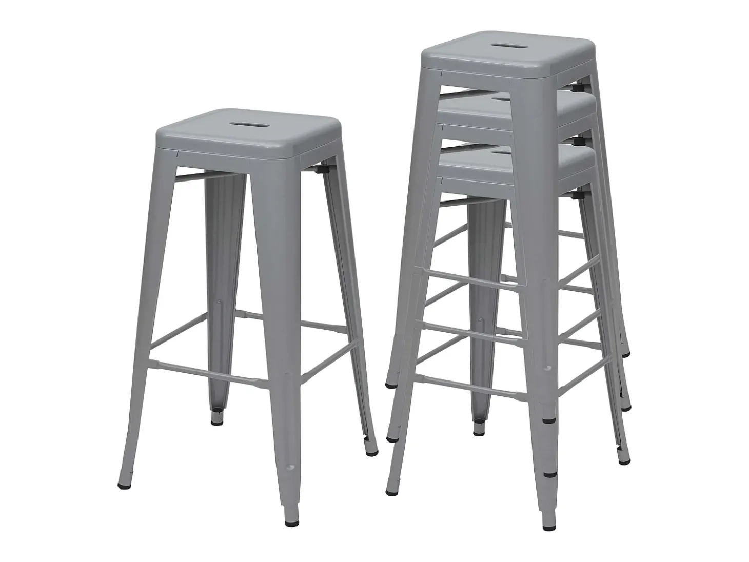 MCW-A73 Taburete de bar de metal (set de 4), gris