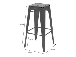 MCW-A73 Taburete de bar de metal (set de 4), gris