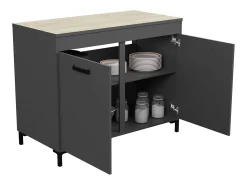 Módulo Cocina Smoke Estilo Industrial Gris Roble 2 Cajones 2 Puertas 118 cm