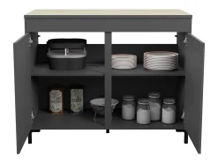 Módulo Cocina Smoke Estilo Industrial Gris Roble 2 Cajones 2 Puertas 118 cm