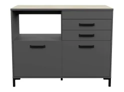 Módulo Cocina Smoke Estilo Industrial Gris Roble 2 Cajones 2 Puertas 118 cm