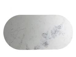 Mensa mesa de comedor ovalada de mármol blanco con patas de metal dorado 200 cm